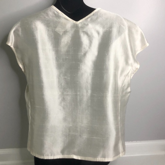 Giorgio Armani Ivory Silk Zip Front Top